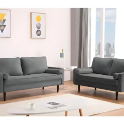 Canapé 2 Places En Velours FLEUET - Gris