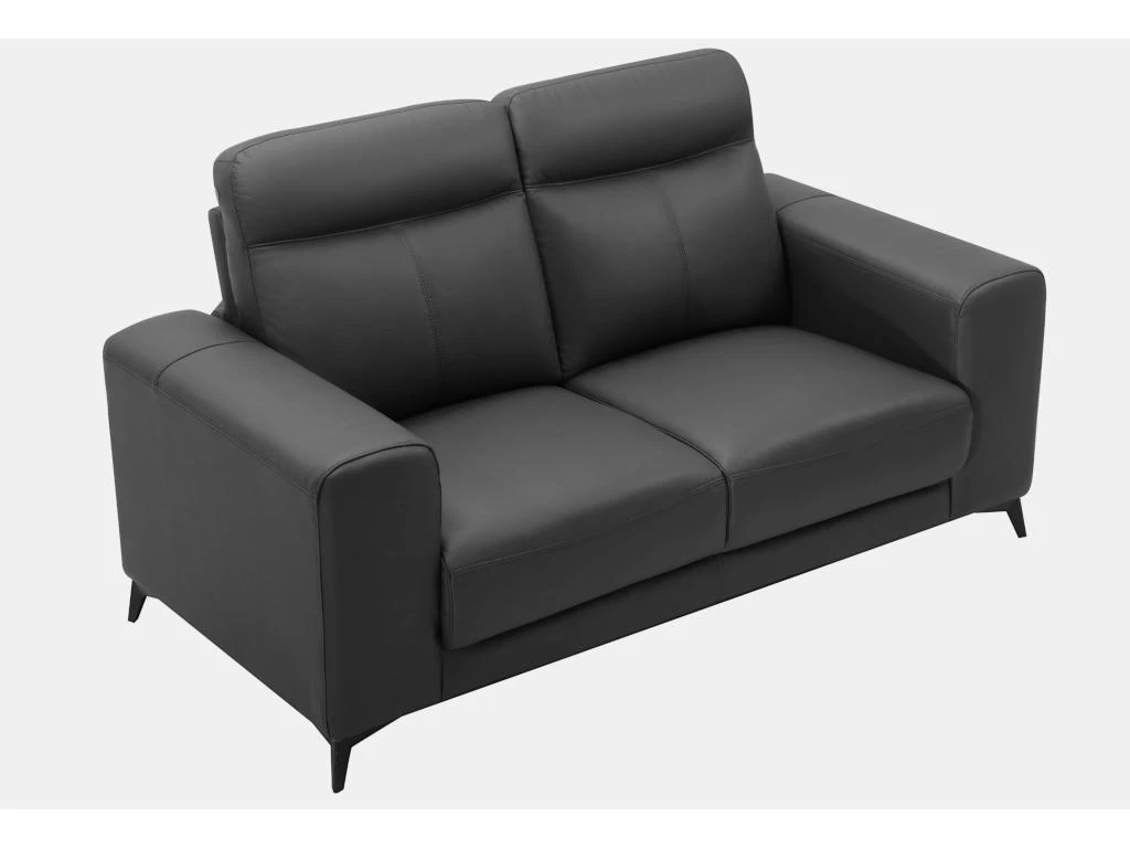 Canapé 2 Places En Cuir MONTANER - Noir 3 Canapé 2 Places En Cuir MONTANER - Noir – Image 3