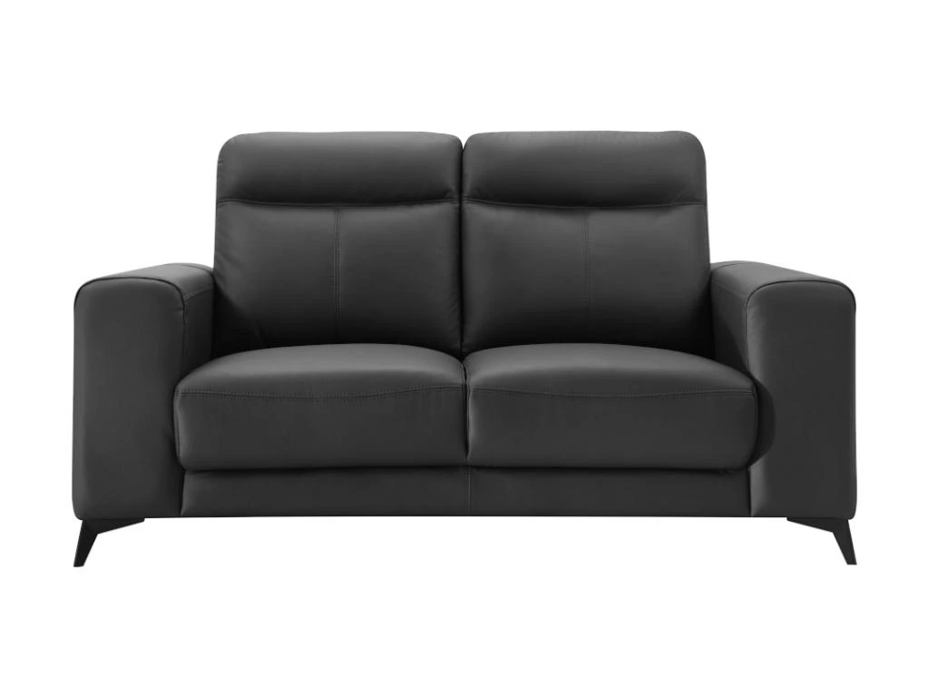 Canapé 2 Places En Cuir MONTANER - Noir 2 Canapé 2 Places En Cuir MONTANER - Noir – Image 2