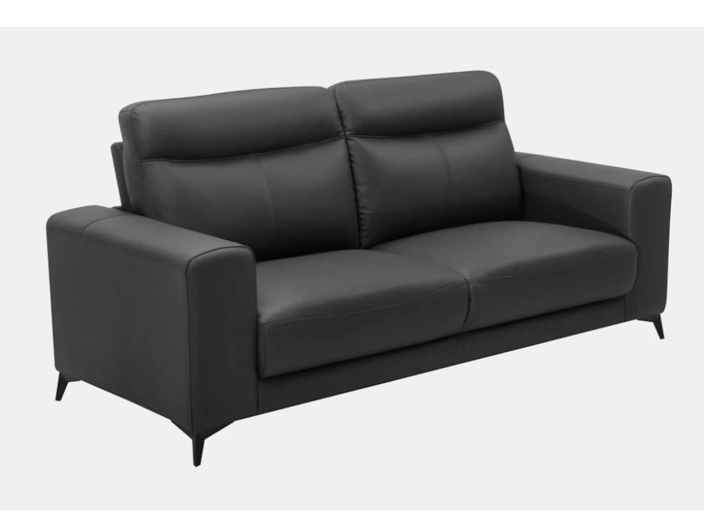 Canapé 3 Places En Cuir MONTANER - Noir 4 Canapé 3 Places En Cuir MONTANER - Noir – Image 4