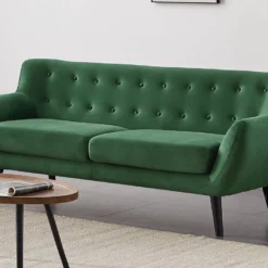 Canapé 3 Places En Velours Vert Sapin SERTI II
