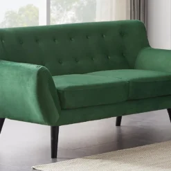 Canapé 2 Places En Velours Vert Sapin SERTI II