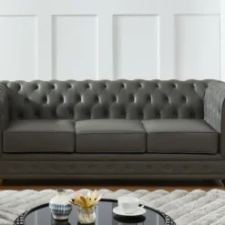 Canapé 3 Places En Cuir De Buffle CHESTERFIELD - Gris 9 Canapé 3 Places En Cuir De Buffle CHESTERFIELD - Gris -Promos Chesteris Boutique canape 398815
