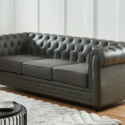 Canapé 3 Places En Cuir De Buffle CHESTERFIELD - Gris 8 Canapé 3 Places En Cuir De Buffle CHESTERFIELD - Gris -Promos Chesteris Boutique canape 398817