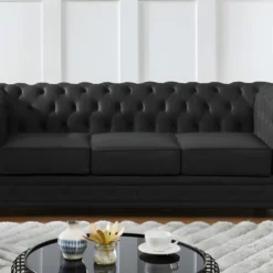 Canapé 3 Places En Cuir De Buffle CHESTERFIELD - Noir -Promos Chesteris Boutique canape 398869