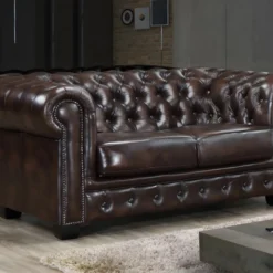 Canapé Chesterfield 2 Places BRENTON 100% Cuir De Buffle - Marron Reflets Châtains 7 Canapé Chesterfield 2 Places BRENTON 100% Cuir De Buffle - Marron Reflets Châtains -Promos Chesteris Boutique canape 401997