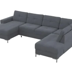 Canapé D'angle Panoramique Convertible JENSEN En Tissu - Anthracite - Angle Droit -Promos Chesteris Boutique canape 402511