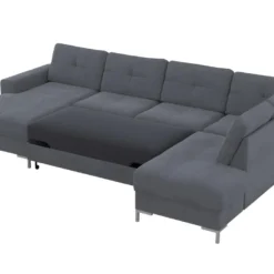 Canapé D'angle Panoramique Convertible JENSEN En Tissu - Anthracite - Angle Droit -Promos Chesteris Boutique canape 402519