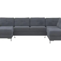 Canapé D'angle Panoramique Convertible JENSEN En Tissu - Anthracite - Angle Droit -Promos Chesteris Boutique canape 402521