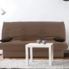 Canapé Convertible Clic-clac 100% Coton Avec Coffre De Rangement FARWEST II - Taupe Coussins Contrastés