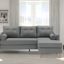 Canapé D'angle Réversible En Tissu FLEN - Gris Clair