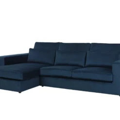 Canapé D'angle Gauche En Velours Bleu MONDOVI 5 Canapé D'angle Gauche En Velours Bleu MONDOVI -Promos Chesteris Boutique canape 427375