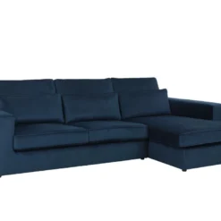 Canapé D'angle Droit En Velours Bleu MONDOVI 5 Canapé D'angle Droit En Velours Bleu MONDOVI -Promos Chesteris Boutique canape 427383