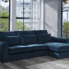 Canapé D'angle Droit En Velours Bleu MONDOVI