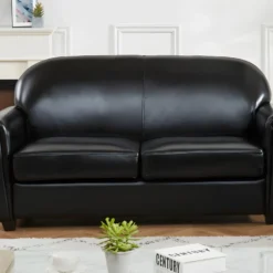 Canapé Club 2/3 Places En Cuir SIGURD - Noir