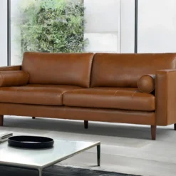 Canapé 3 Places 100% Cuir Supérieur VLADIMIR - Marron Vintage