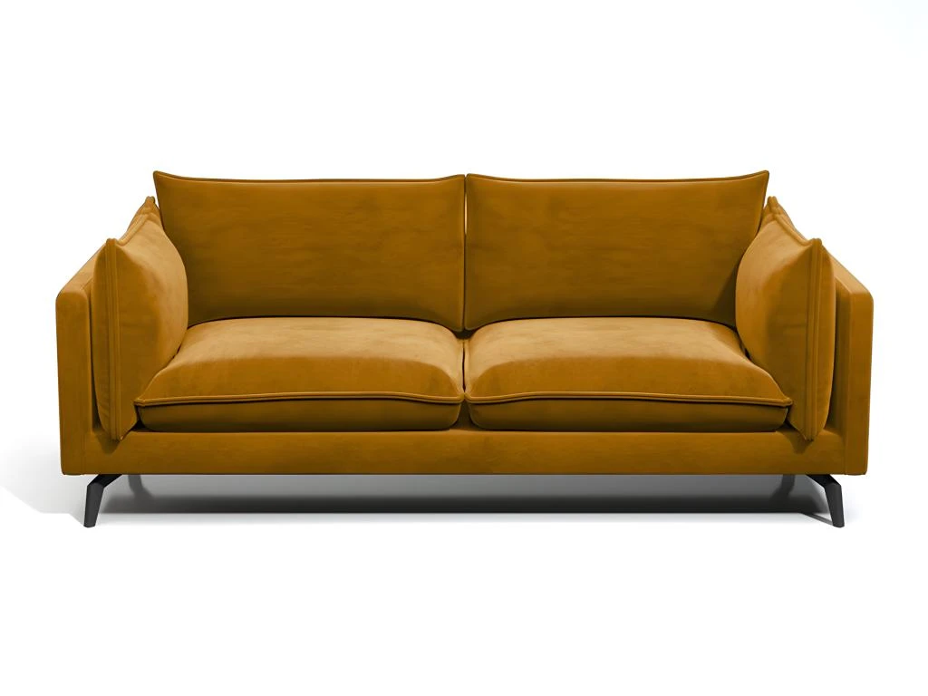 Canapé 3 Places En Velours KESTREL - Jaune Moutarde De Pascal Morabito 3 Canapé 3 Places En Velours KESTREL - Jaune Moutarde De Pascal Morabito – Image 3