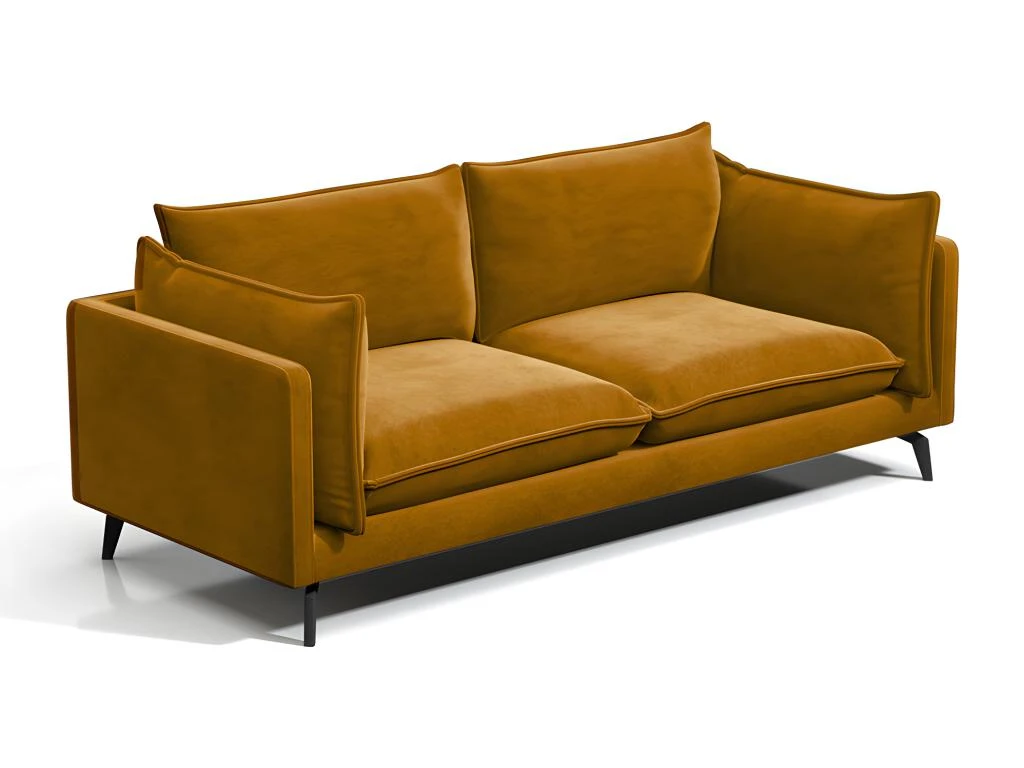 Canapé 3 Places En Velours KESTREL - Jaune Moutarde De Pascal Morabito 4 Canapé 3 Places En Velours KESTREL - Jaune Moutarde De Pascal Morabito – Image 4