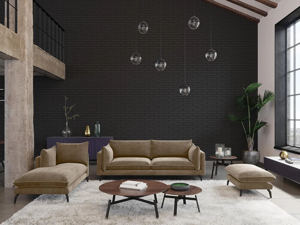 Canapé 3 Places En Velours KESTREL - Taupe De Pascal Morabito 1 Canapé 3 Places En Velours KESTREL - Taupe De Pascal Morabito