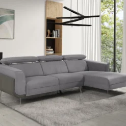 Canapé D'angle Fixe ALSENO - Gris - Angle Droit