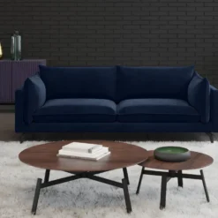 Canapé 3 Places KESTREL En Velours - Bleu Nuit De Pascal Morabito -Promos Chesteris Boutique canape 440383