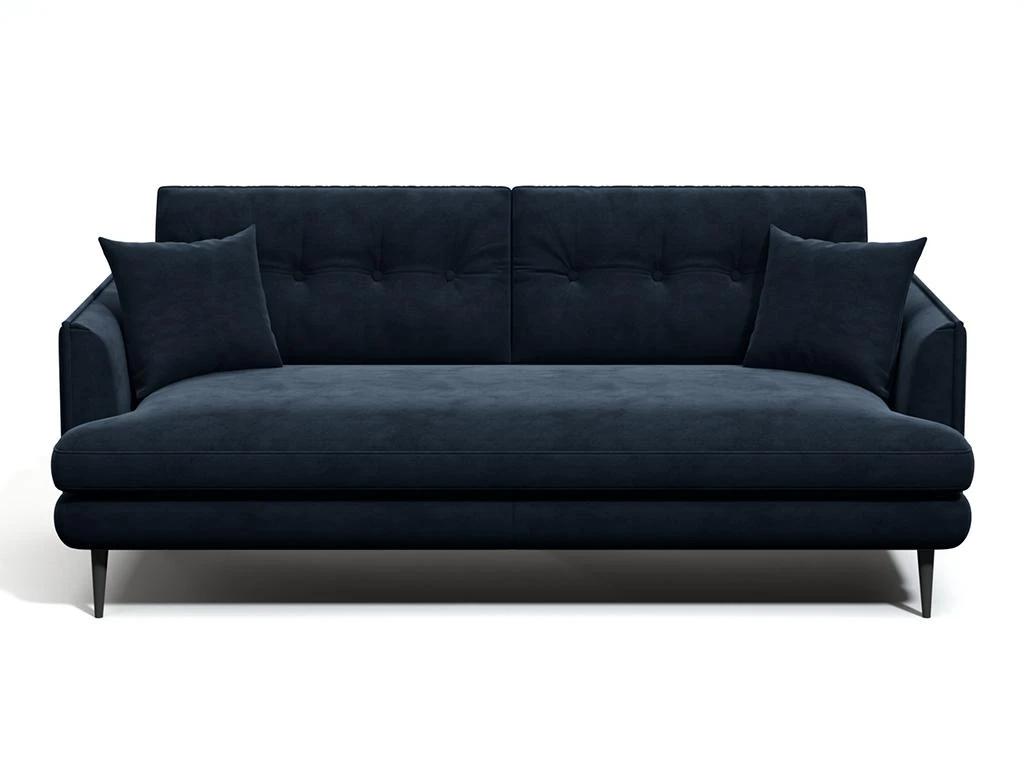 Canapé 3 Places En Velours GANESH - Bleu Nuit 3 Canapé 3 Places En Velours GANESH - Bleu Nuit – Image 3