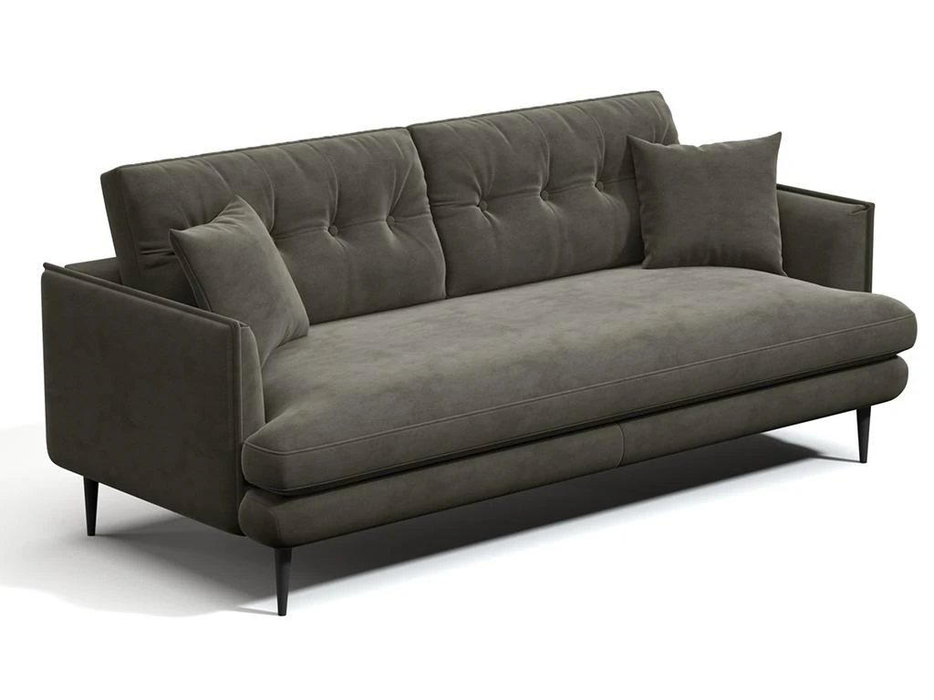 Canapé 3 Places En Velours GANESH - Anthracite 4 Canapé 3 Places En Velours GANESH - Anthracite – Image 4