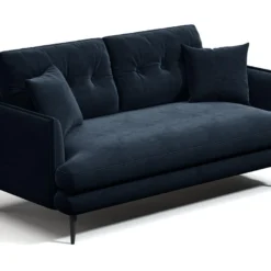 Canapé 2 Places En Velours GANESH - Bleu Nuit 7 Canapé 2 Places En Velours GANESH - Bleu Nuit -Promos Chesteris Boutique canape 443319