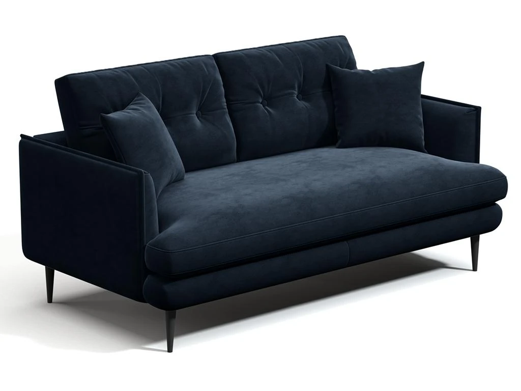 Canapé 2 Places En Velours GANESH - Bleu Nuit 3 Canapé 2 Places En Velours GANESH - Bleu Nuit – Image 3