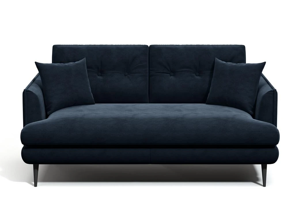 Canapé 2 Places En Velours GANESH - Bleu Nuit 4 Canapé 2 Places En Velours GANESH - Bleu Nuit – Image 4