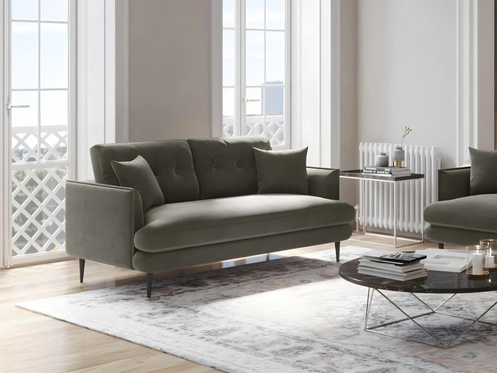 Canapé 2 Places En Velours GANESH - Anthracite 2 Canapé 2 Places En Velours GANESH - Anthracite – Image 2