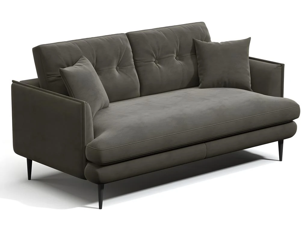 Canapé 2 Places En Velours GANESH - Anthracite 3 Canapé 2 Places En Velours GANESH - Anthracite – Image 3