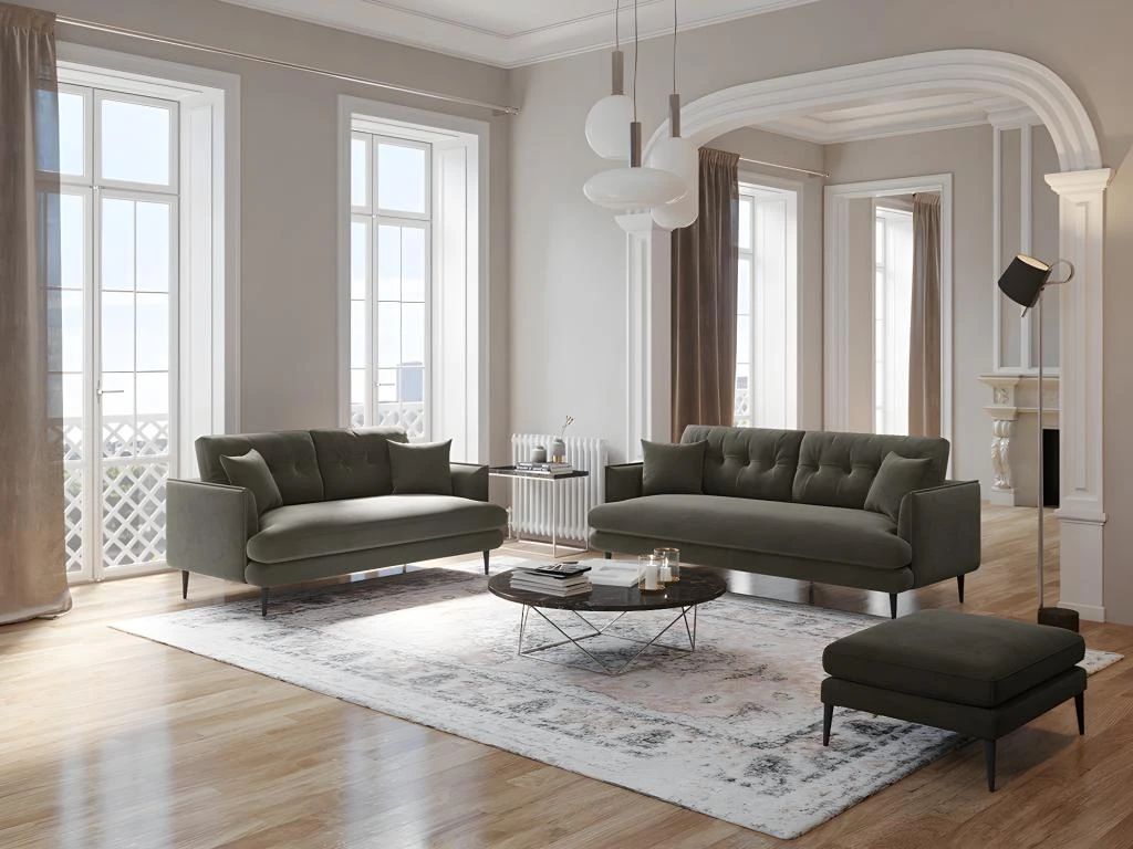 Canapé 2 Places En Velours GANESH - Anthracite 1 Canapé 2 Places En Velours GANESH - Anthracite