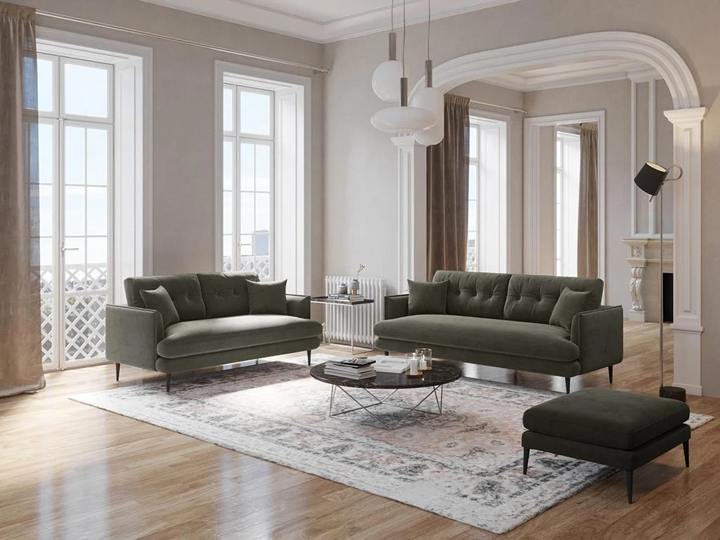 Canapé 3 Places En Velours GANESH - Anthracite 1 Canapé 3 Places En Velours GANESH - Anthracite