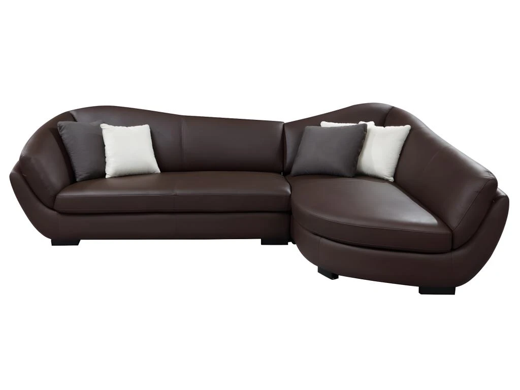 Canapé D'angle Cuir De Buffle 5 Places Et Pouf CAIPI - Marron - Angle Droit 3 Canapé D'angle Cuir De Buffle 5 Places Et Pouf CAIPI - Marron - Angle Droit – Image 3