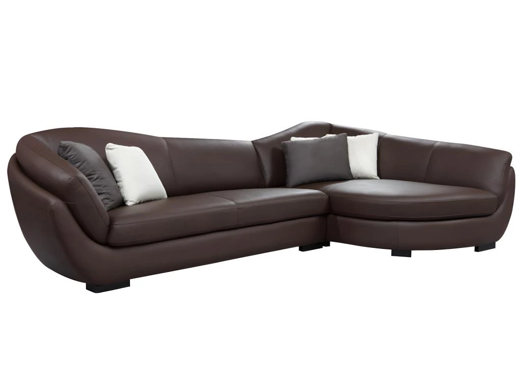 Canapé D'angle Cuir De Buffle 5 Places Et Pouf CAIPI - Marron - Angle Droit 4 Canapé D'angle Cuir De Buffle 5 Places Et Pouf CAIPI - Marron - Angle Droit – Image 4