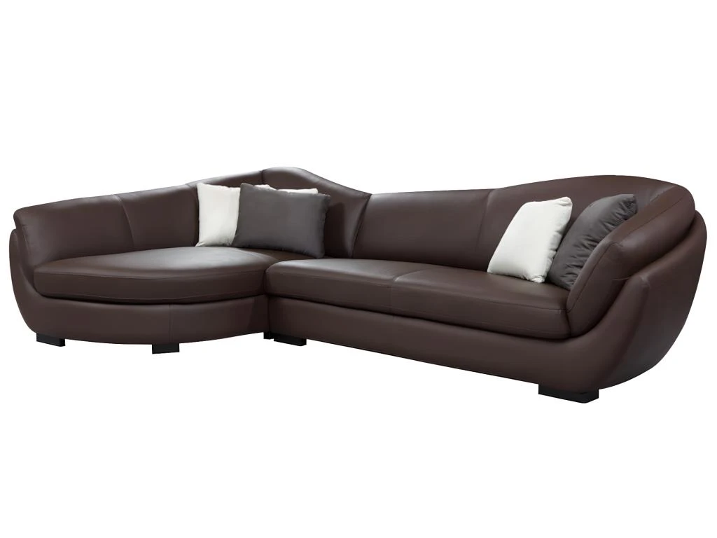 Canapé D'angle Cuir De Buffle 5 Places Et Pouf CAIPI - Marron - Angle Gauche 3 Canapé D'angle Cuir De Buffle 5 Places Et Pouf CAIPI - Marron - Angle Gauche – Image 3