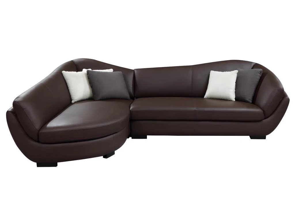 Canapé D'angle Cuir De Buffle 5 Places Et Pouf CAIPI - Marron - Angle Gauche 4 Canapé D'angle Cuir De Buffle 5 Places Et Pouf CAIPI - Marron - Angle Gauche – Image 4