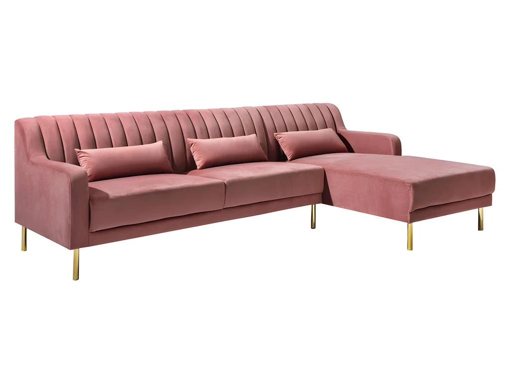 Canapé D'angle MEYREUIL En Velours - Vieux Rose - Angle Droit 2 Canapé D'angle MEYREUIL En Velours - Vieux Rose - Angle Droit – Image 2