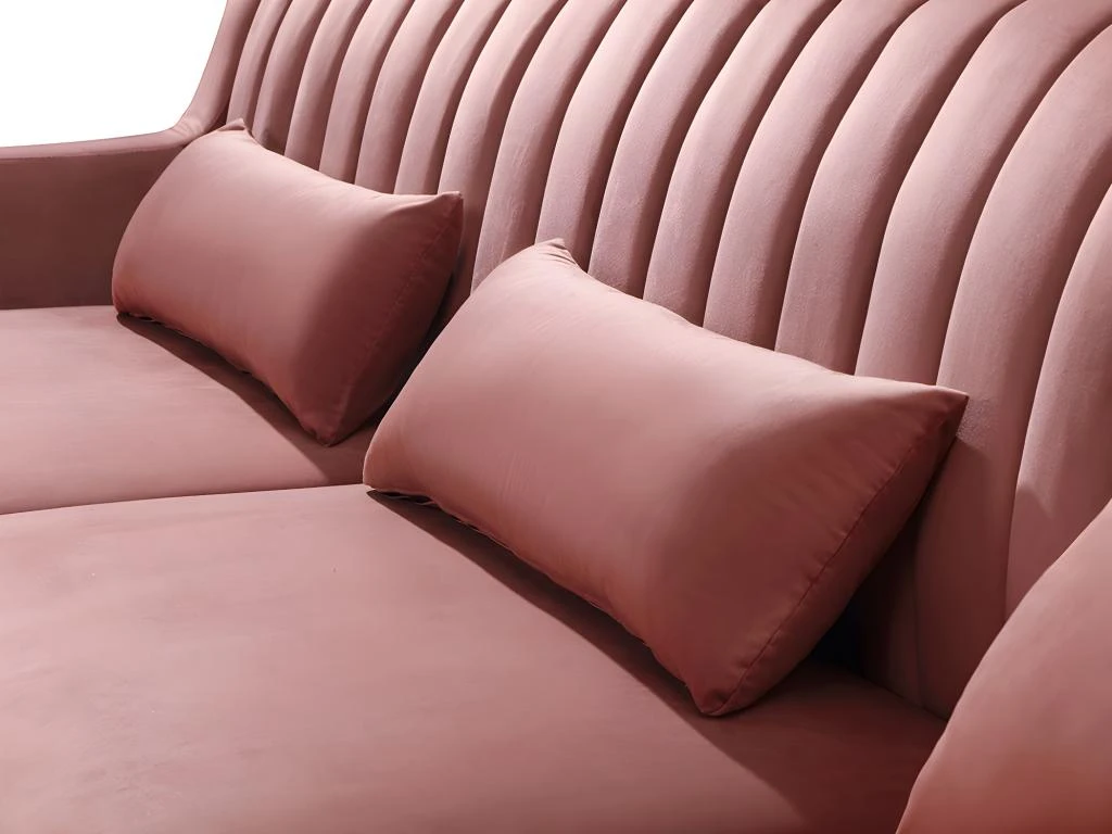 Canapé D'angle MEYREUIL En Velours - Vieux Rose - Angle Droit 6 Canapé D'angle MEYREUIL En Velours - Vieux Rose - Angle Droit – Image 6