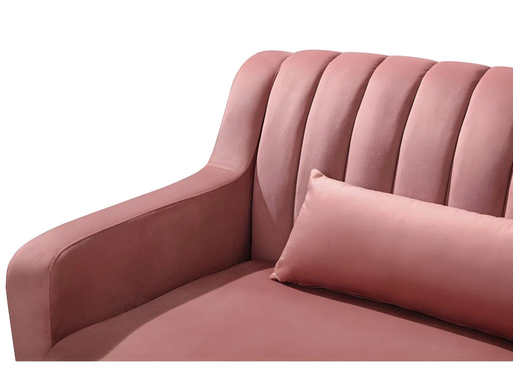 Canapé D'angle MEYREUIL En Velours - Vieux Rose - Angle Droit 5 Canapé D'angle MEYREUIL En Velours - Vieux Rose - Angle Droit – Image 5