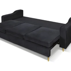 Canapé 3 Places Convertible En Velours SORENI - Gris Anthracite -Promos Chesteris Boutique canape 449895