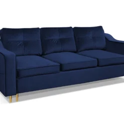 Canapé 3 Places Convertible En Velours SORENI - Bleu Nuit -Promos Chesteris Boutique canape 449911