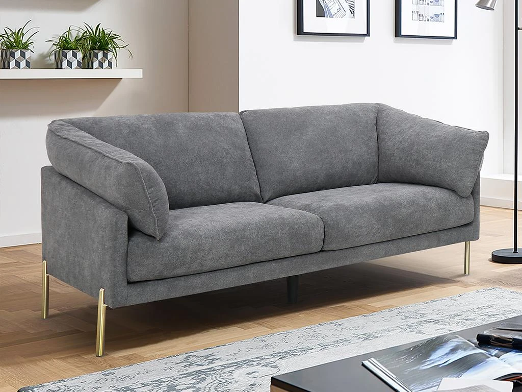 Canapé 2 Places En Tissu Gris SEDICO 1 Canapé 2 Places En Tissu Gris SEDICO