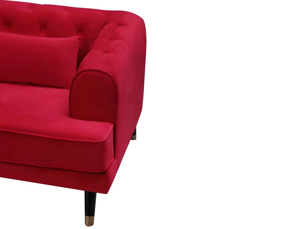 Canapé 3 Places En Velours Rouge CAMBO 3 Canapé 3 Places En Velours Rouge CAMBO – Image 3