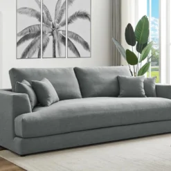 Canapé 4 Places En Tissu Gris Clair ASPAL