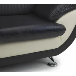 Canapé 2 Places En Simili INDICE - Bicolore Noir Et Ivoire -Promos Chesteris Boutique canape 474027