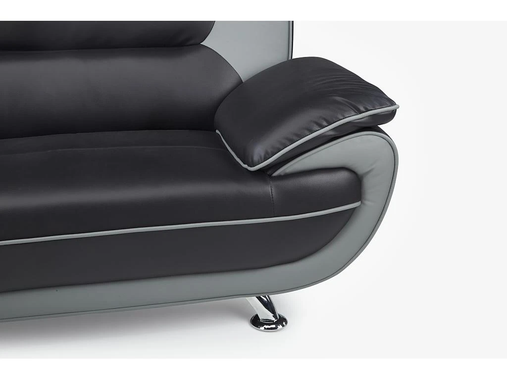 Canapé 3 Places En Simili NIGEL - Bicolore Noir Et Gris 4 Canapé 3 Places En Simili NIGEL - Bicolore Noir Et Gris – Image 4