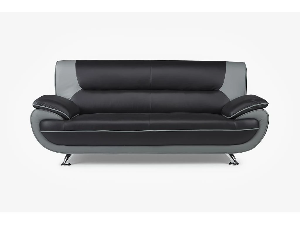 Canapé 3 Places En Simili NIGEL - Bicolore Noir Et Gris 2 Canapé 3 Places En Simili NIGEL - Bicolore Noir Et Gris – Image 2