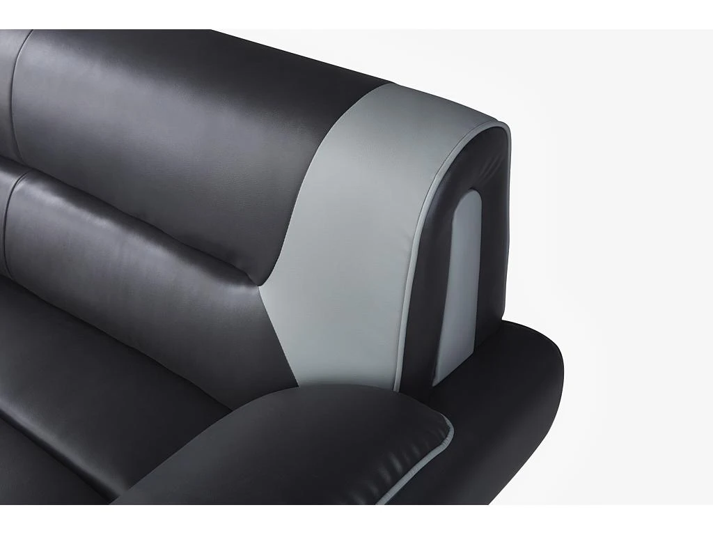 Canapé 3 Places En Simili NIGEL - Bicolore Noir Et Gris 5 Canapé 3 Places En Simili NIGEL - Bicolore Noir Et Gris – Image 5